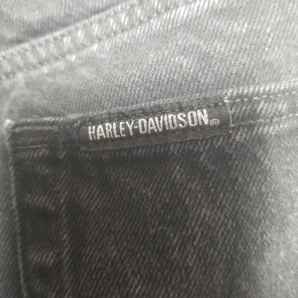 Harley Davidson Men's Raw Hem Black Biker Jeans Sz 42